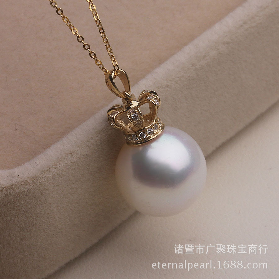 13-14mm淡水珍珠 18K金皇冠吊坠 超大珍珠吊坠 特价批发-阿里巴巴