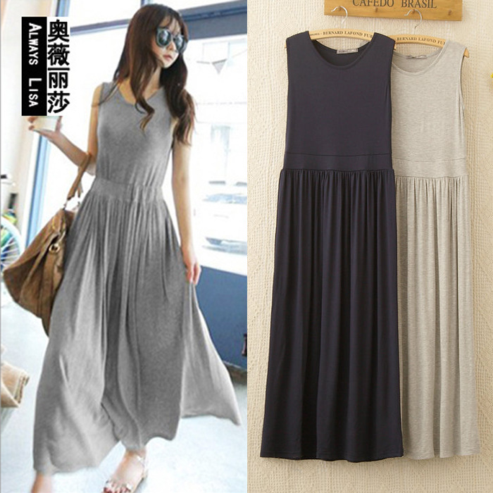 Long summer fitted tank top sleevless