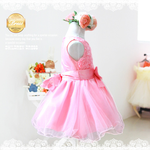 Dress for girls with rose-shaped puffed skirt, children's clothing for big kid party performance