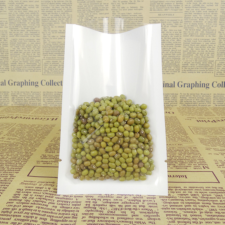 Flat pocket white pearl film Yin and Yang semi-transparent visible flower tea granule food grade packaging bag 100 pieces price 