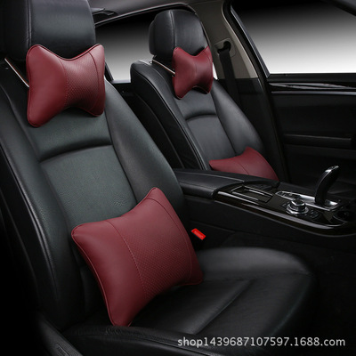 厂家批发新款汽车靠枕 办公家具抱枕车载全皮腰靠车用护颈枕头枕