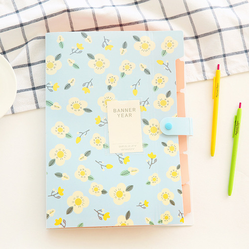 Korean stationery floral series 8-fold folder fresh information storage folder test paper folder accordion bag document wholesale