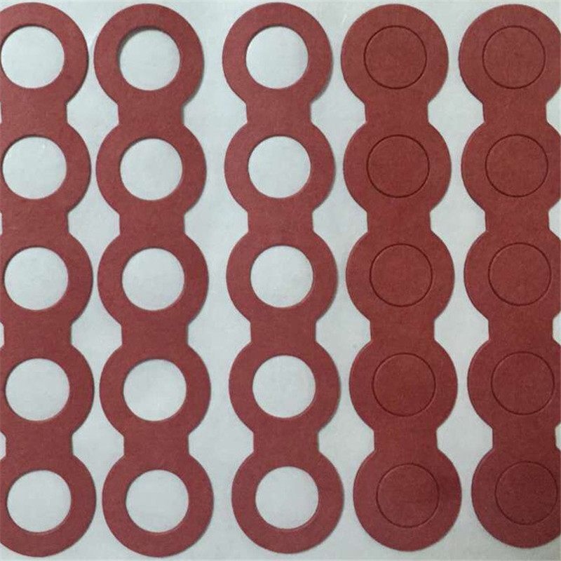 供应18650快巴纸 青稞纸空心垫片 单面背胶红钢纸绝缘面垫1-8联