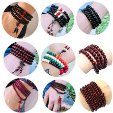 仿红檀木108颗中国结木质216佛珠手链地摊货源 网店礼物饰品