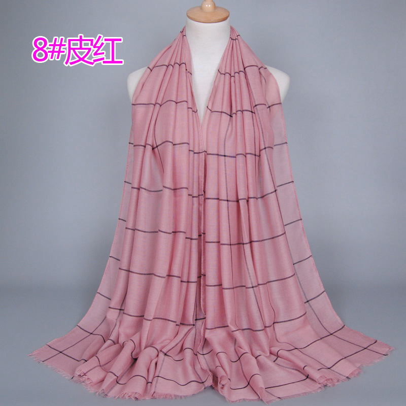 #8皮红 (1) - 几何绣花围巾巴厘纱