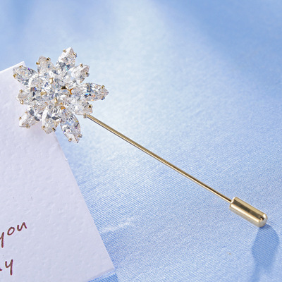 插針式壹字針2016年新款锆石花朵女韓版氣質胸花衣飾胸針廠家直銷