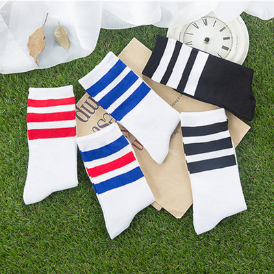 三條杠短襪棒球襪足球運動中筒棉男女情侶滑板襪學生襪