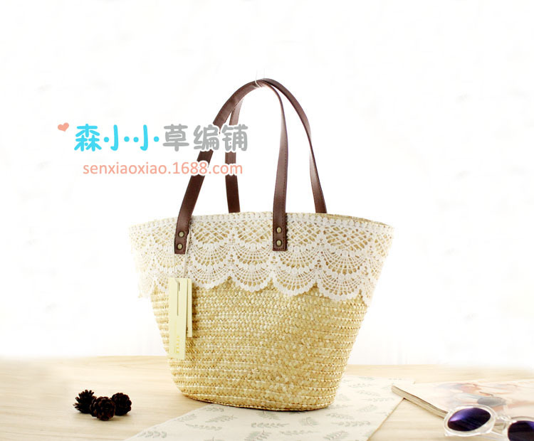 New Fashion Wheat Straw Woven Lace Bag Wholesale Nihaojewelry display picture 9