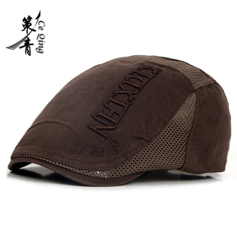 Sombrero delantero transpirable de los hombres sombrero de ocio al aire libre sombrero para el sol coreano primavera y verano Delgado boina enarbolada de las mujeres