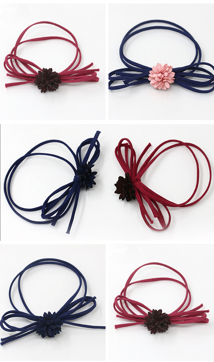 Handmade Bow Flower Hair Rope High Elastic Rubber Band Hair Ring Hair Accessories Headdress Wholesale display picture 7