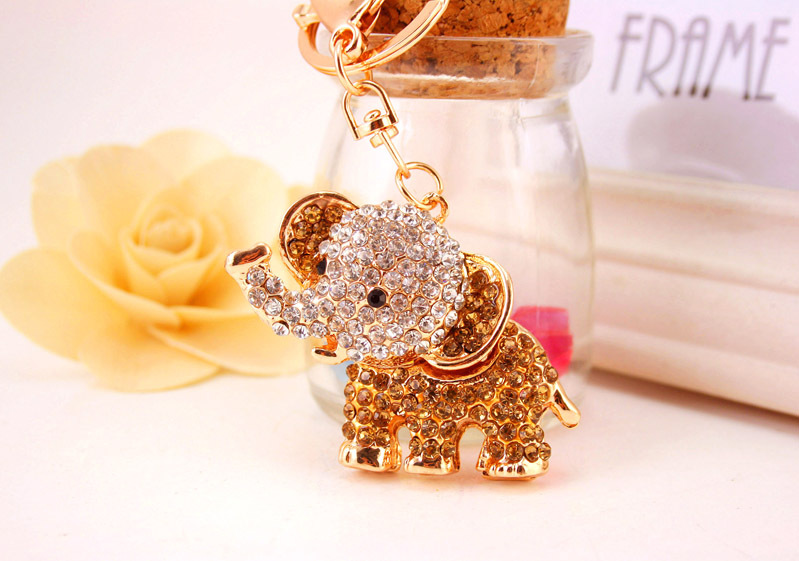 Creative Diamond Cute Cartoon Elephant Keychain display picture 4
