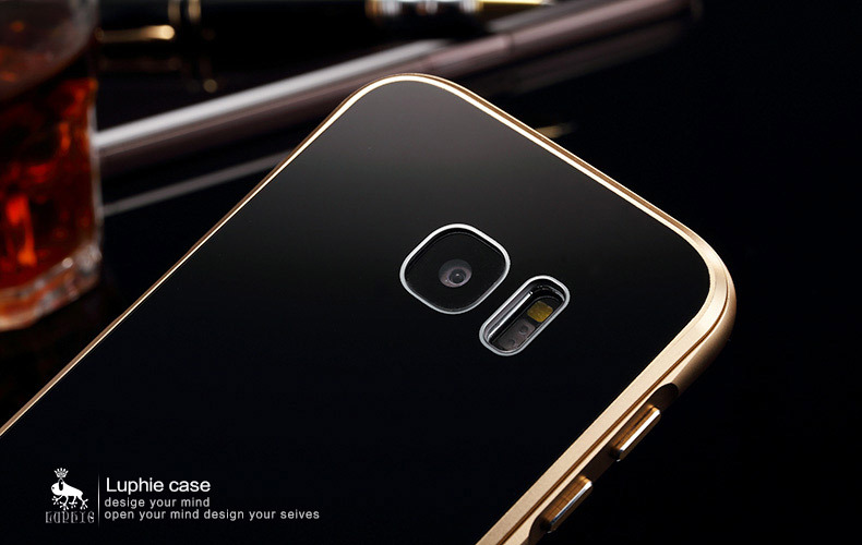 Luphie Aircraft Aluminum Metal Frame 9H Tempered Glass Back Cover Case for Samsung Galaxy S7 Edge G9350