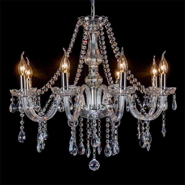 Promoción Lámpara de cristal de 8 cabezas habitación de hotel luz sala de estar dormitorio estudio comedor luz de la escalera sala de exposiciones centro comercial KTV Luz