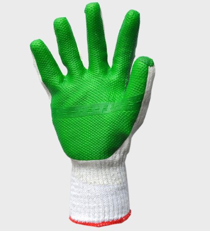 工人防护劳保手套贴片胶片针织手套防滑耐磨施工手套绿色红色批发