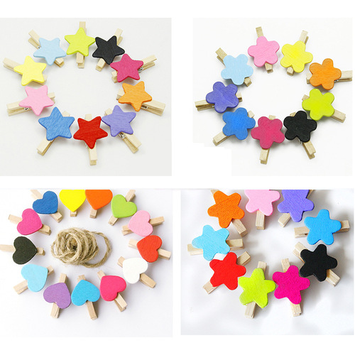 Photo album flower heart Korean style cartoon Wood small clip Message ticket holder Storage clip 3cm