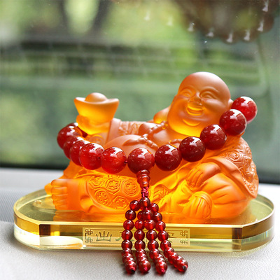 On behalf of high-grade Colored glaze solid Pied Maitreya Buddha resin Perfume seat Buddha car accessories