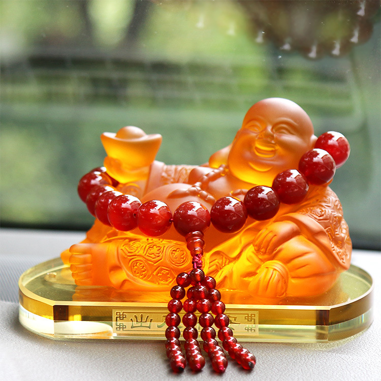 On behalf of high-grade Colored glaze solid Pied Maitreya Buddha resin Perfume seat Buddha car accessories