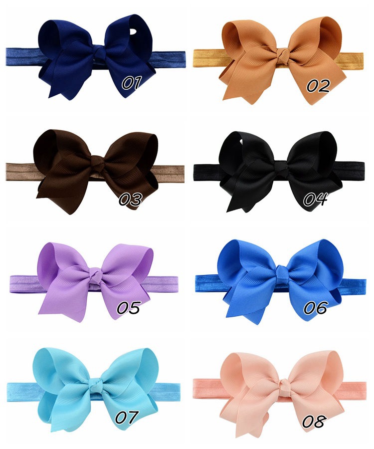 Children's Handmade Solid Color Flower Bow Baby Headband Wholesale display picture 1