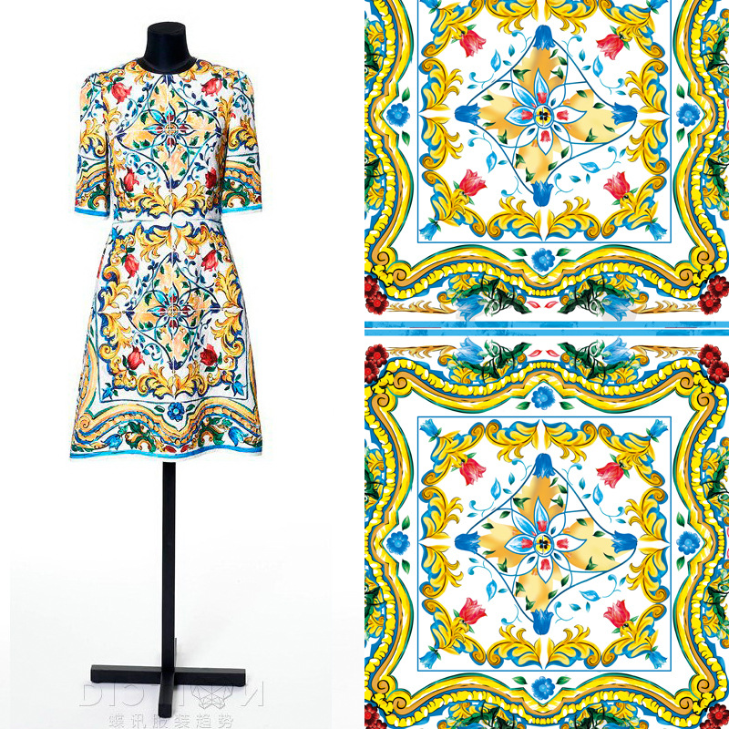 热转移印花新款数码印花成品  服装大牌花型胚布印花布 数码印