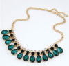 Fashionable short necklace, European style, with gem, Korean style