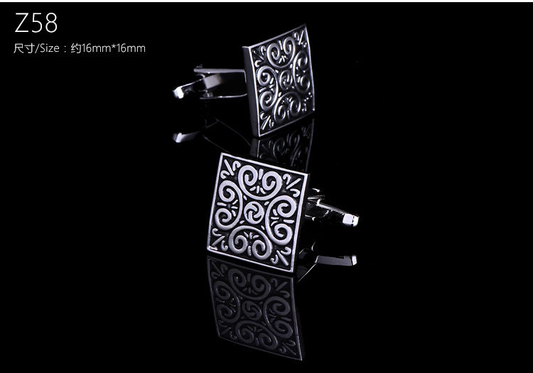 男士袖扣方格镶钻水晶法式衬衫袖钉花纹袖口扣批发cufflinks详情图7