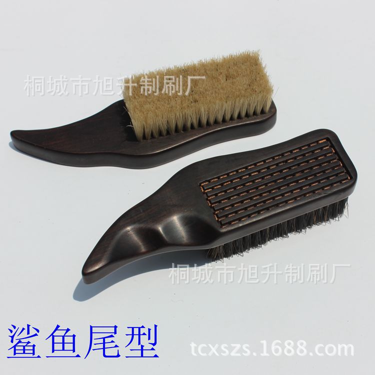 批发紫光檀猪鬃文玩刷子红木毛刷手工穿线鲨鱼尾手工绑线文玩刷