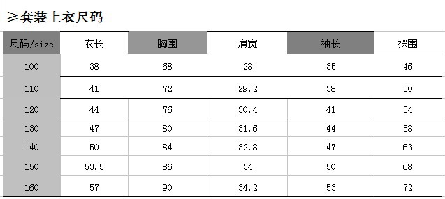 尺码表1