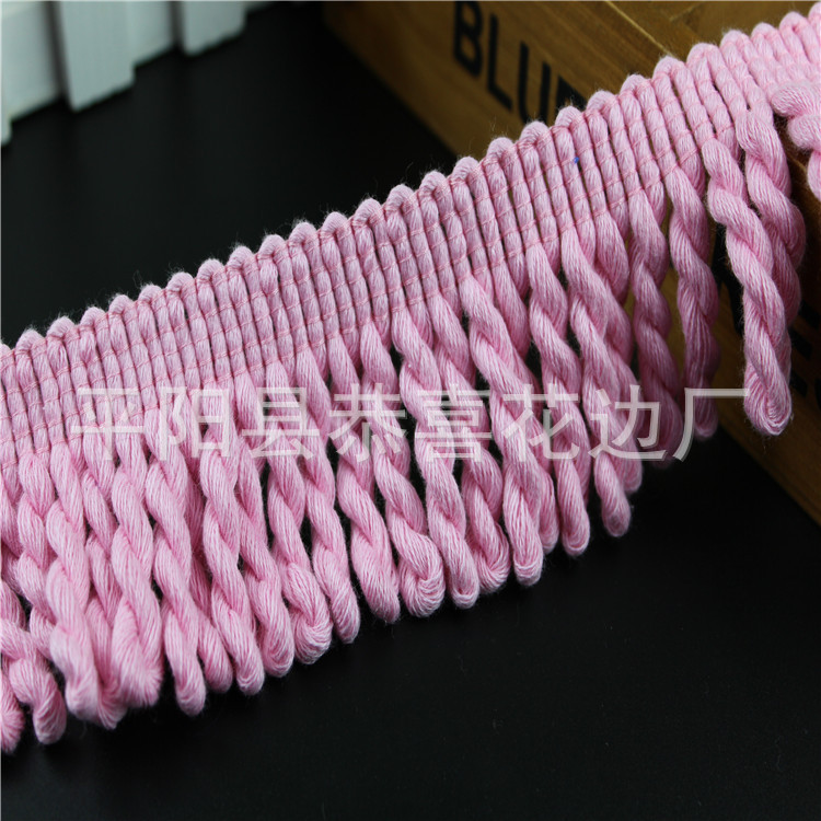 全棉粉色流苏绳