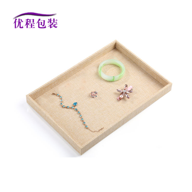 现货批发麻布首饰展示盘饰品收纳盘手镯手链吊坠项链展示盘看货盘