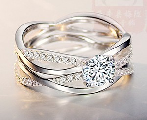 【刘诗诗吴奇隆同款戒指女925纯银爱无限结婚