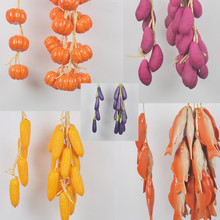 豐收節仿真水果串蔬菜串農家樂裝飾掛件辣椒玉米小魚大蒜南瓜