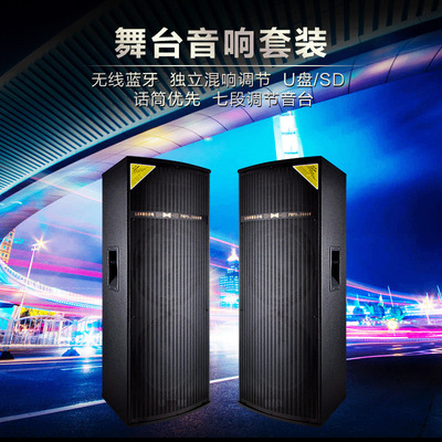 專業版雙12寸舞台演出音箱有源戶外廣場舞會議婚慶演出音響KTV