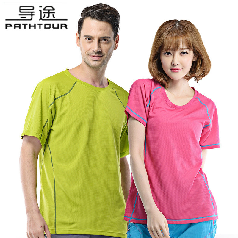 夏圓領短袖戶外速幹衣T恤定制工作服 女情侶大碼寬松快幹男廣告衫