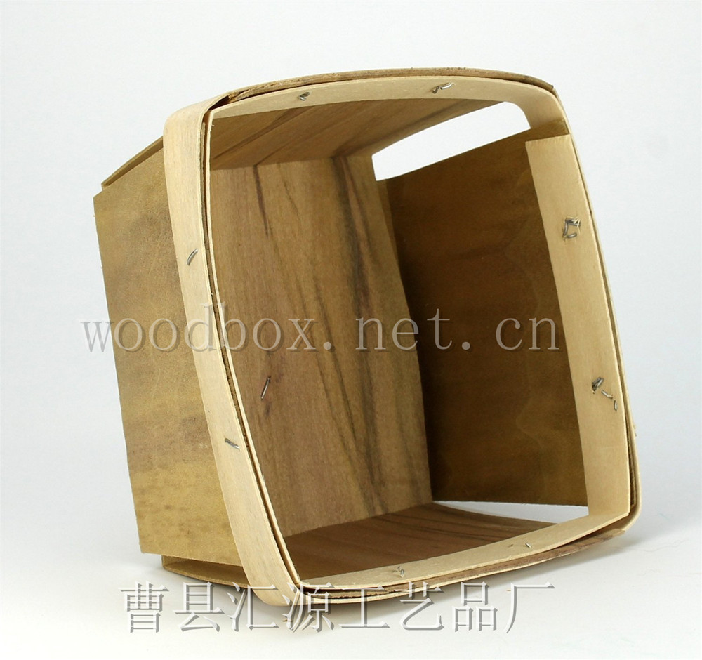 4 定制正方形出口欧美日韩环保木质浆果水果一次性木盒式木篮