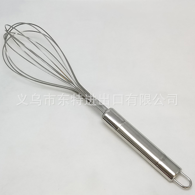 Factory direct sales of stainless steel double-head bright egg beater, steel-handled household baking supplies, manual egg beater detail image 3