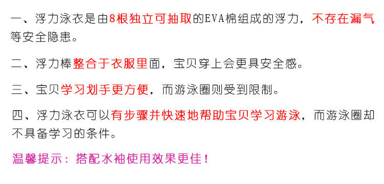 浮力泳衣 儿童可拆卸漂浮连体训练游泳衣 速干小中大男童女童泳装详情6