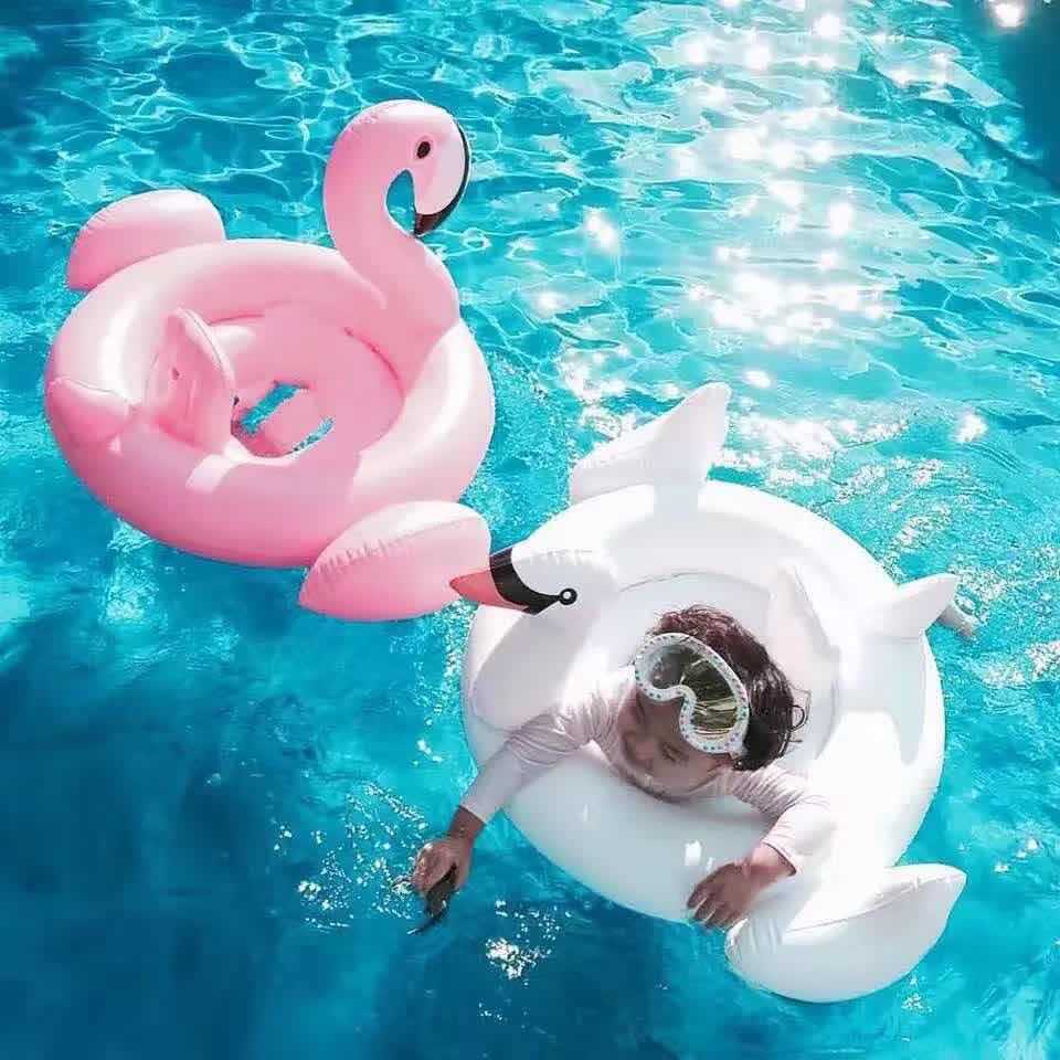 Wholesale Inflatable White Swan Seat Shaped Flamingo Kids Swimming Ring Children's display picture 2