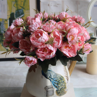 Factory direct selling European -style mini peony peony, five -color simulation flower fake flower silk flower simulation flower set