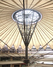 PTFE空間索膜結構建築 佛山家博城懸索中庭永久性張拉膜 傘狀屋頂