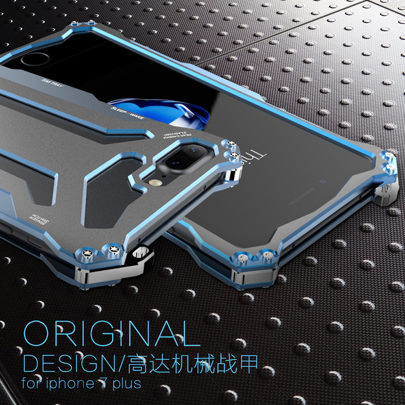 R-Just Gundam Aerospace Aluminum Contrast Color Shockproof Metal Shell Outdoor Protection Case for Apple iPhone 7 Plus