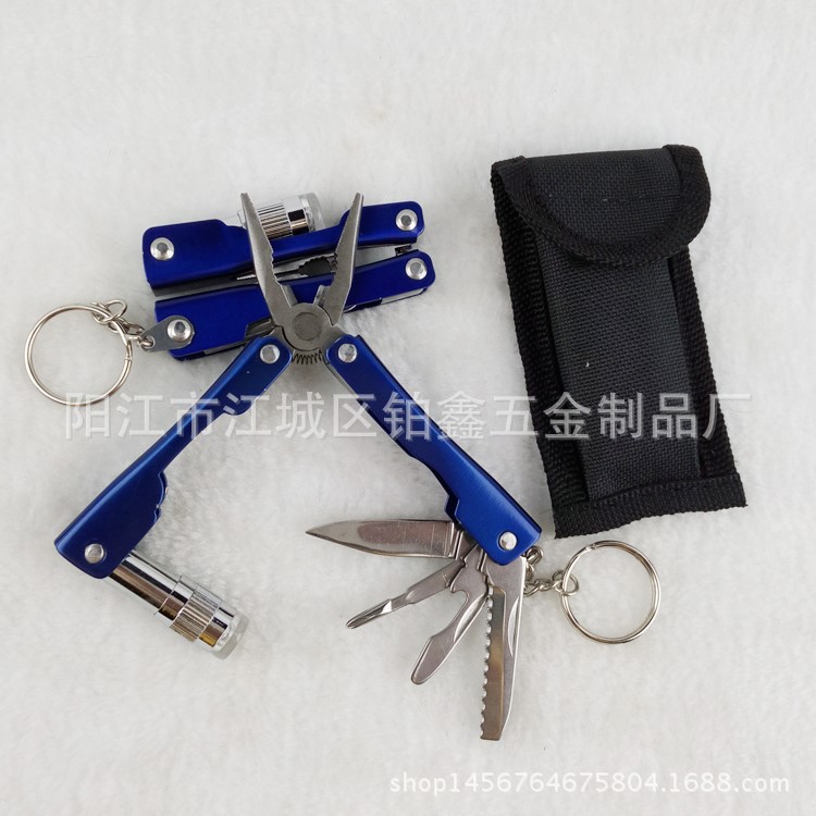 1多功能带钥匙扣LED灯钳 便携刀钳户外迷你多用钳家用手动小工具