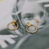 Accessory, minimalistic metal earrings, European style