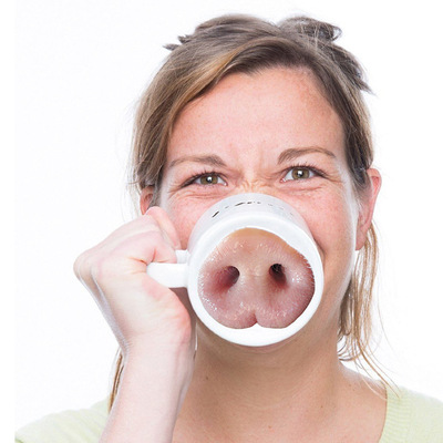 Nose Piggy Mug Funny Pig's nose cup originality Kuso Pig nose ceramics Mug Mug Readily Cup