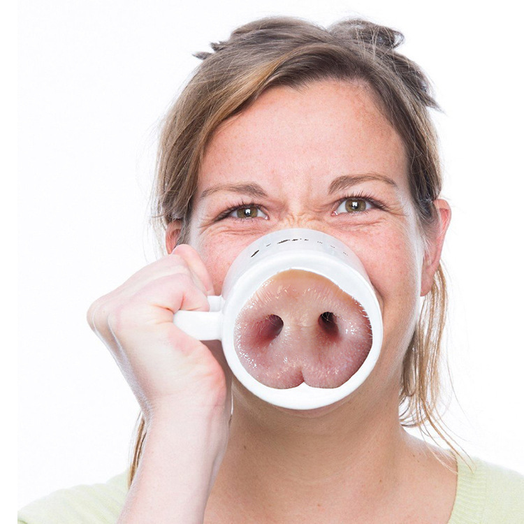 Nose Piggy Mug Funny Pig's nose cup originality Kuso Pig nose ceramics Mug Mug Readily Cup