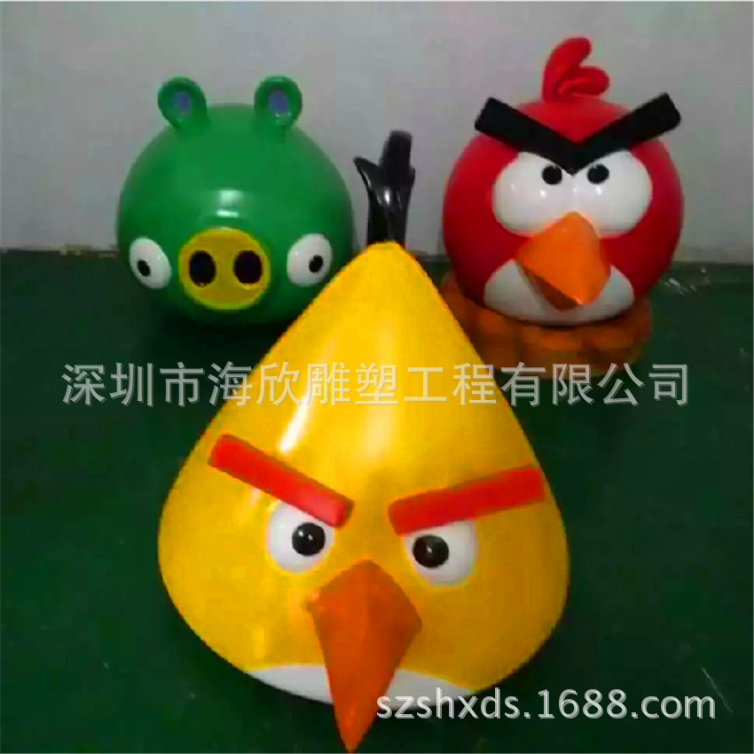 玻璃钢愤怒的小鸟雕塑 玻璃钢动漫卡通公仔雕