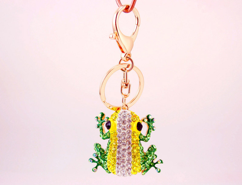 43g Weight Alloy, Metal Material Constellation Pattern Unisex Gender Creative New Cute Color Diamond Big Eye Frog Keychain 6