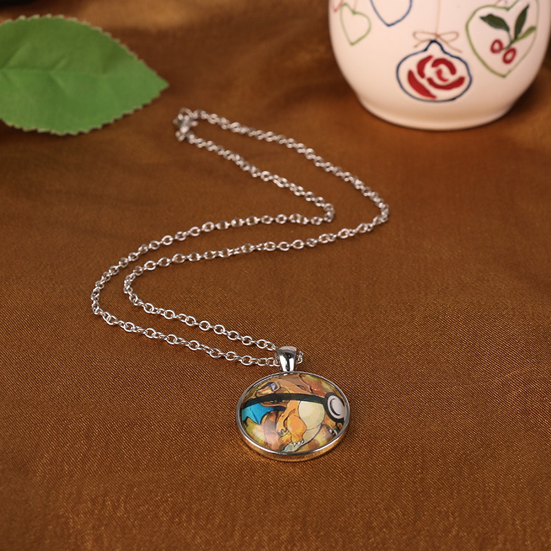Pokemon Charizard Dragon Necklace Pendant Time Gem Colorful Chain Jewelry detail image 9