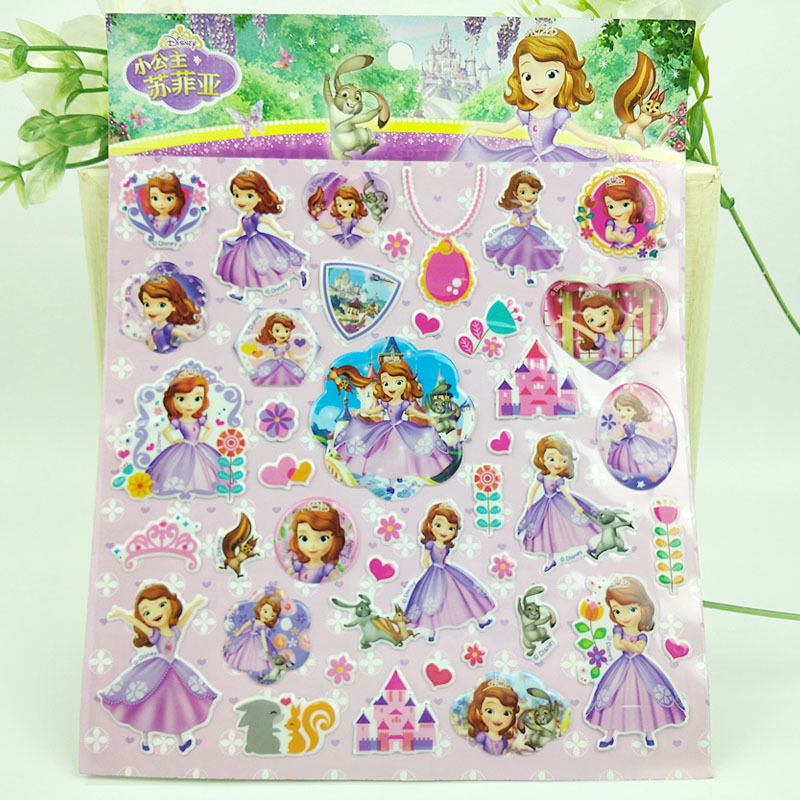 大张儿童卡通贴纸迪士尼小公主苏菲亚泡泡贴画粘贴S-PPE1016
