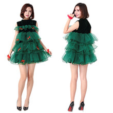 圣诞节服装喜庆成人圣诞服女装圣诞裙圣诞树款圣诞老人绿色年会服