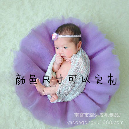 儿童摄影道具 宝宝拍照道具 羊毛圆形毯 欧美新款新生儿摄影毯子